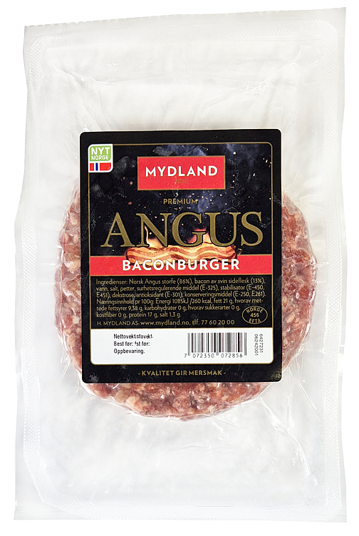 Angusburger med bacon frys 165g