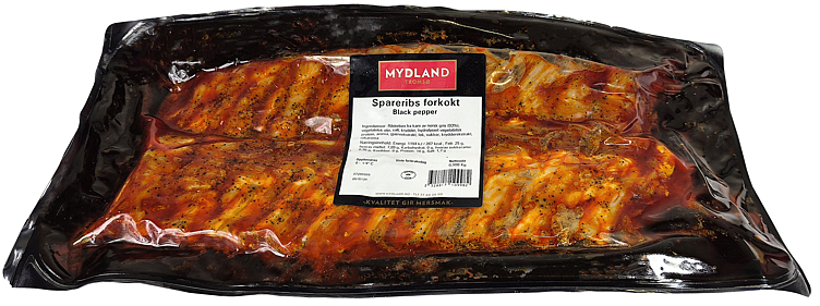 Spareribs forkokt black pepper kg