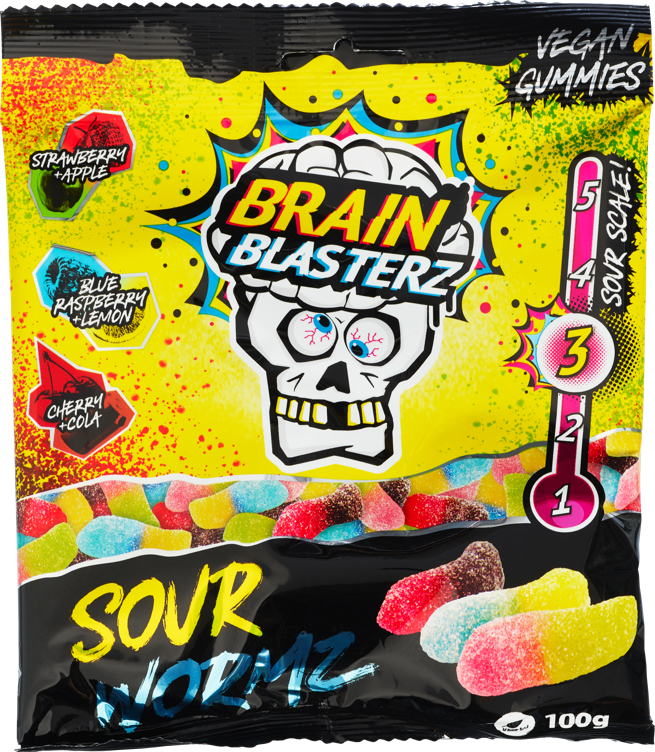 Brain blasterz sour wormz 100g