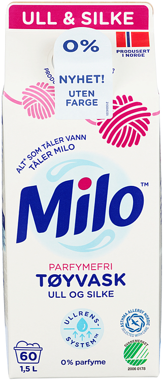 Milo tøyvask parfymefri kart.  1,5l