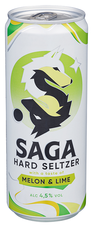 Saga hard seltzer melon & lime 4,5%  24x33cl