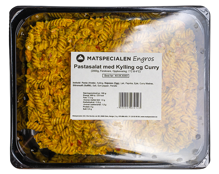 Pastasalat med kylling og curry 2kg