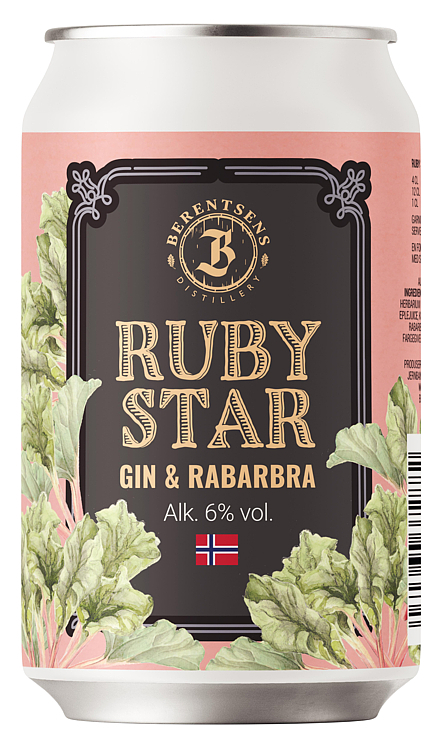 Ruby star gin & rabarbra   6%   24x33cl