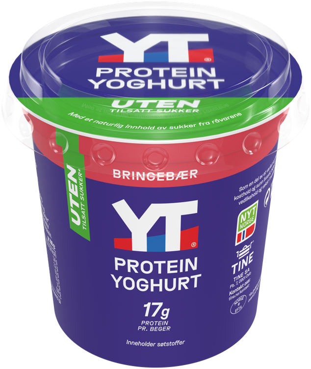 Yt proteinyoghurt bringebær uten  180g