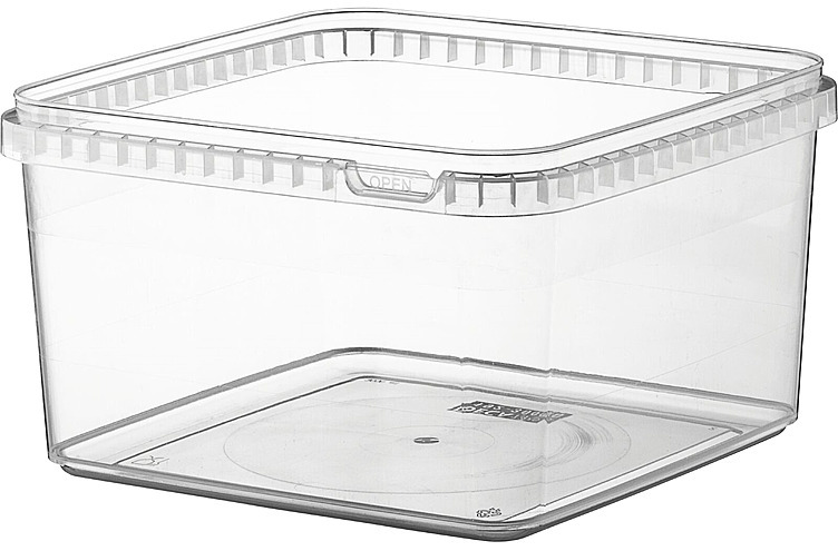 Plastbeger 192x192x112mm 3000ml klar pp 1-rom s.for  84stk