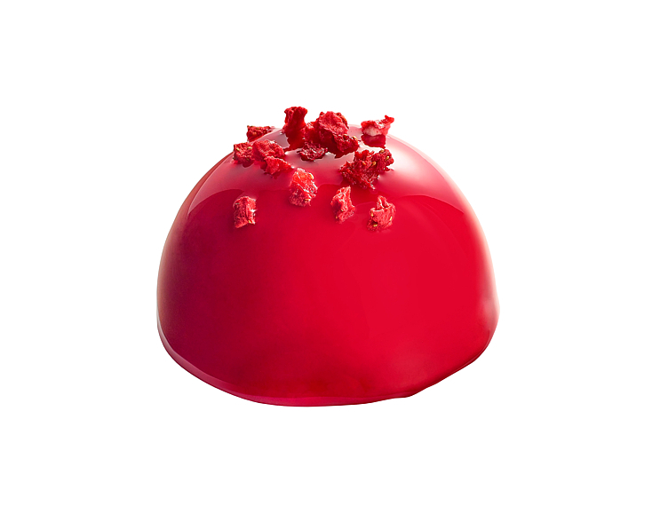 Bringebær mousse halvkule på myk kjeksbunn   12x85g