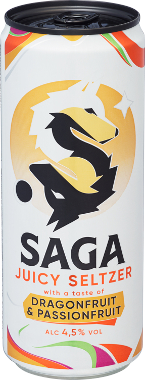 Saga hs juicy dragon&passionfruit sleek   4,5%   24x33cl