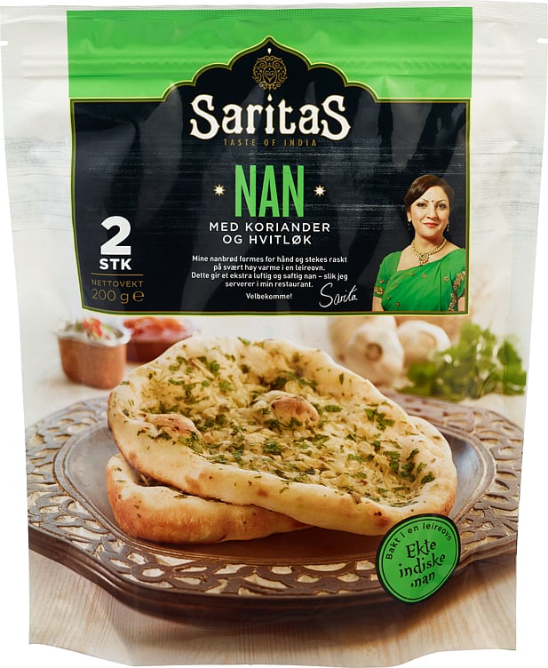Nanbrød med hvitløk og koriander   200gr