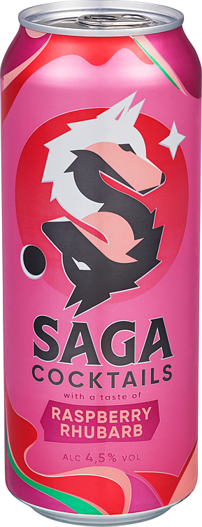 Saga cocktail raspberry & rhubarb   4,5%   24x50cl