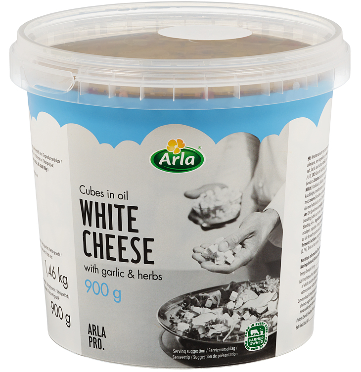Arla pro white cheese cubes in oil 1,46kg