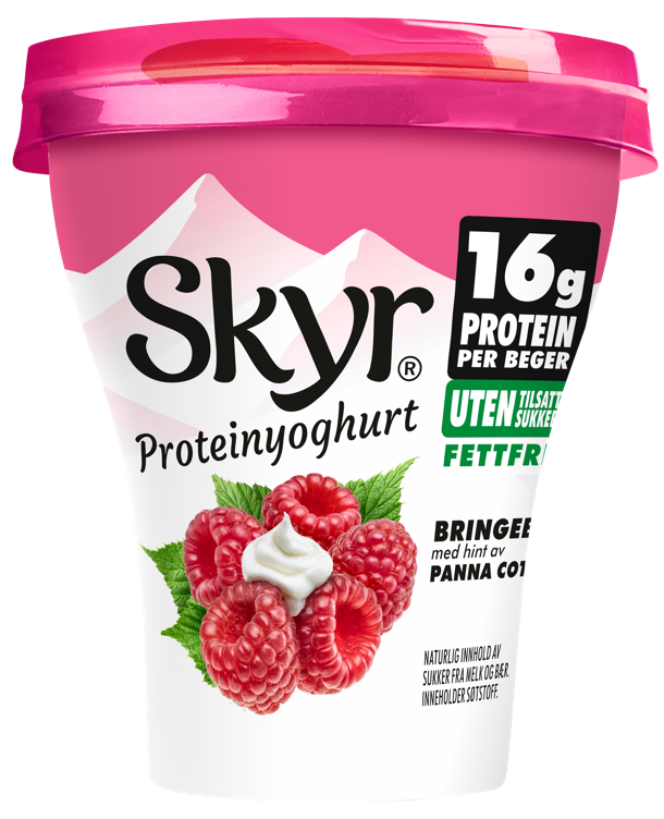 Skyr bringebær panna cotta beger 160g