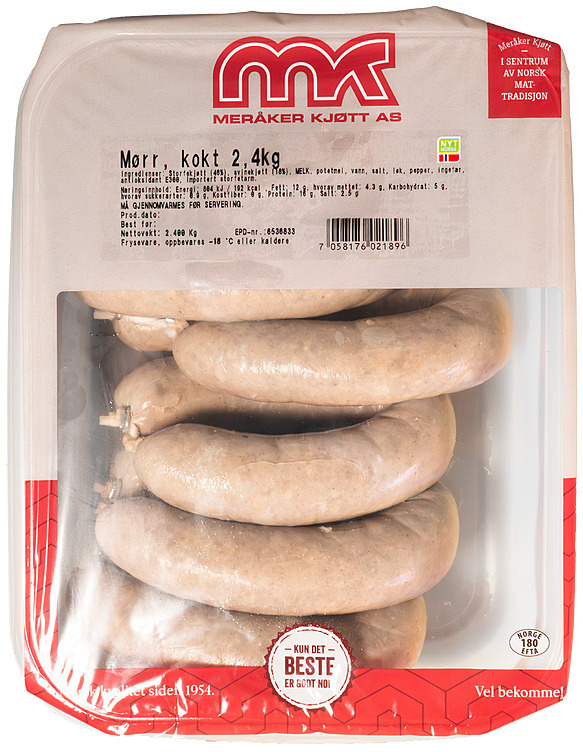 Mørr sausages cooked frozen  2,4kg