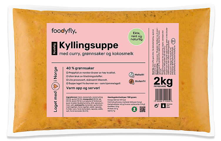 Kyllingsuppe m/grønnsaker og kokosmelk  2kg