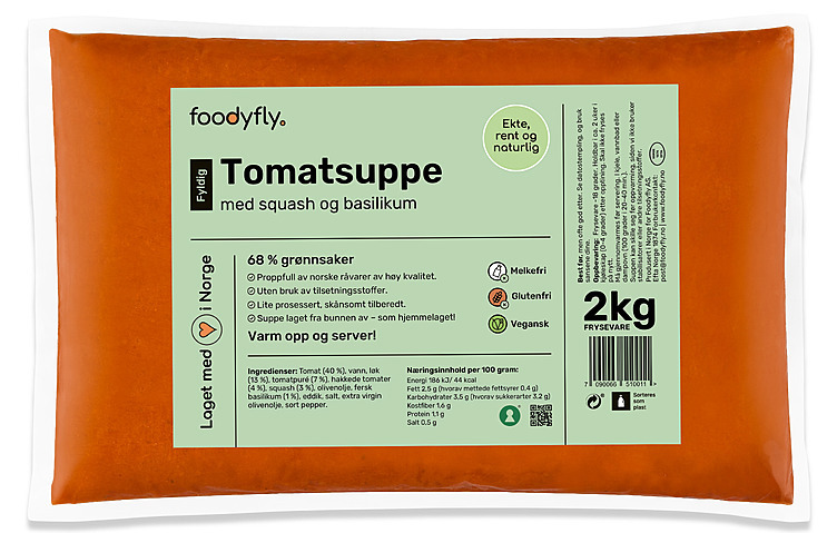 Tomatsuppe m/squash og basilikum  2kg