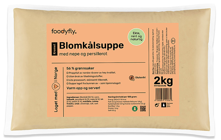 Blomkålsuppe kremet m/nepe og persillerot   2kg