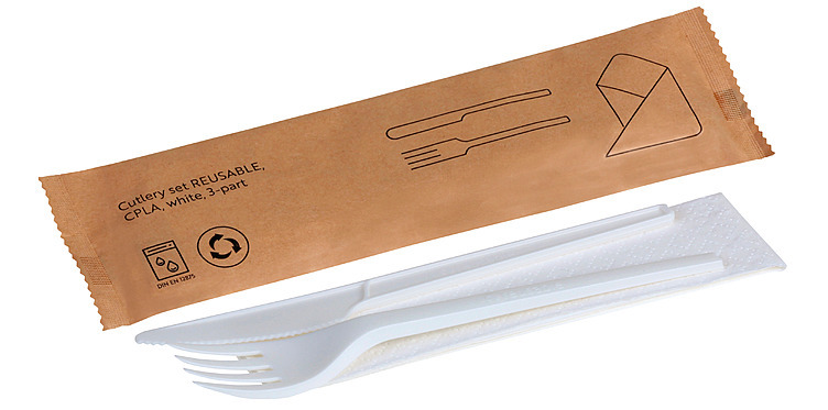 Bestikk cpla, gjenbrukbart (kniv, gaffel, serivett) 250stk