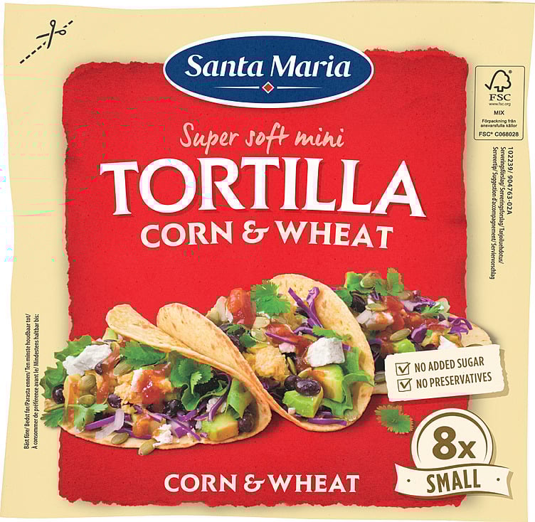 Tortilla corn & wheat small (8-pack) 200g