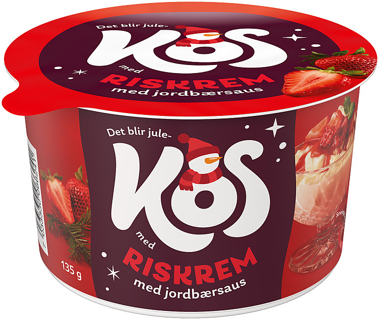 Kos riskrem med jordbærsaus 135g