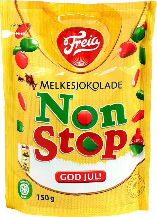 Non stop melkesjokolade "jul" pose 150g