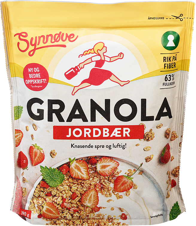 Synnøve granola med jordbær 390g