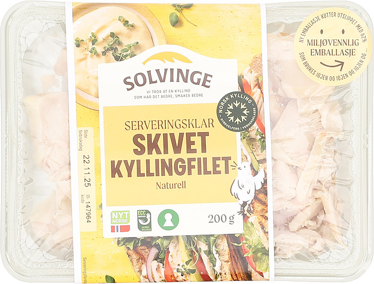 Kyllingfilet skivet naturell, spiseklar 200g