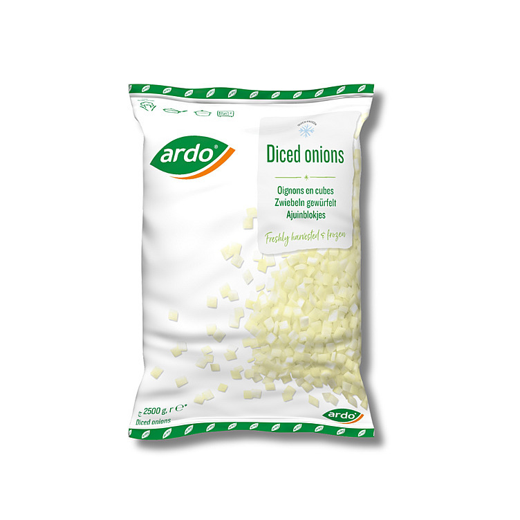 Løk, ternet 10x10  4x2,5kg  t  kg