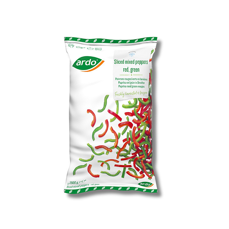 Rød/grønn paprika strimler 5-7mm 4x2,5kg  t  kg