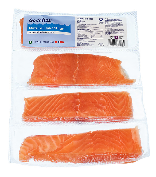 Laksefilet i lenke u/skinn  500g