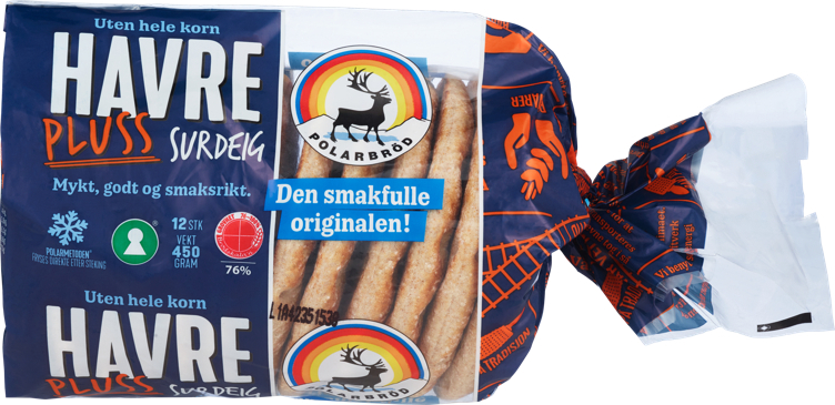 Polarbrød havre pluss surdeig  12pk  450g