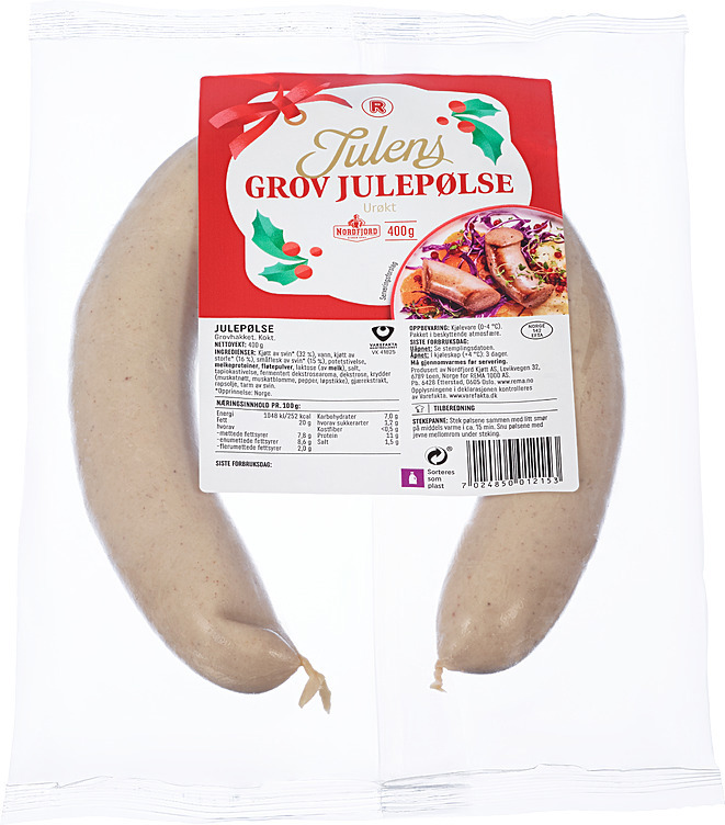 Julepølse grov urøkt r   400g