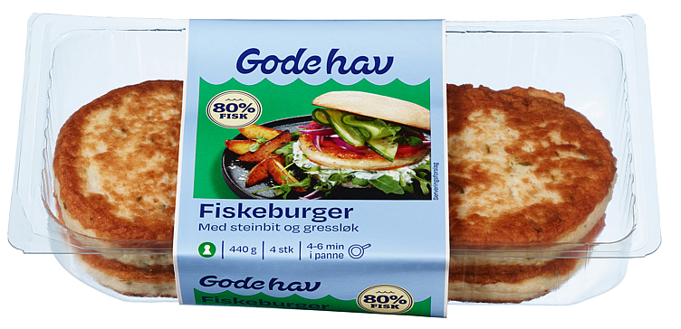 Fiskeburger steinbit & gressløk  440g