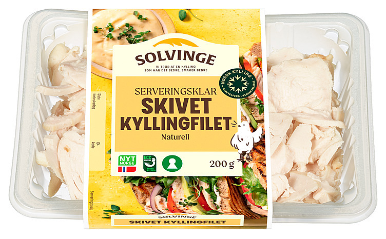 Kyllingfilet skivet naturell, spiseklar 200g