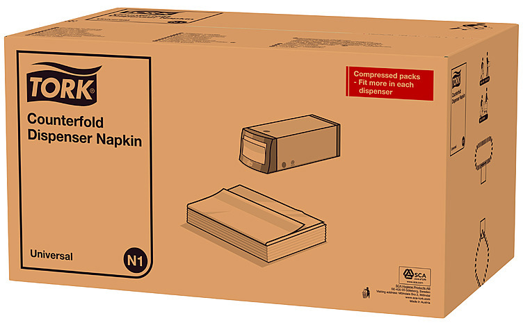 Dispenserserviett hvit cf n1 1-lag   300stk