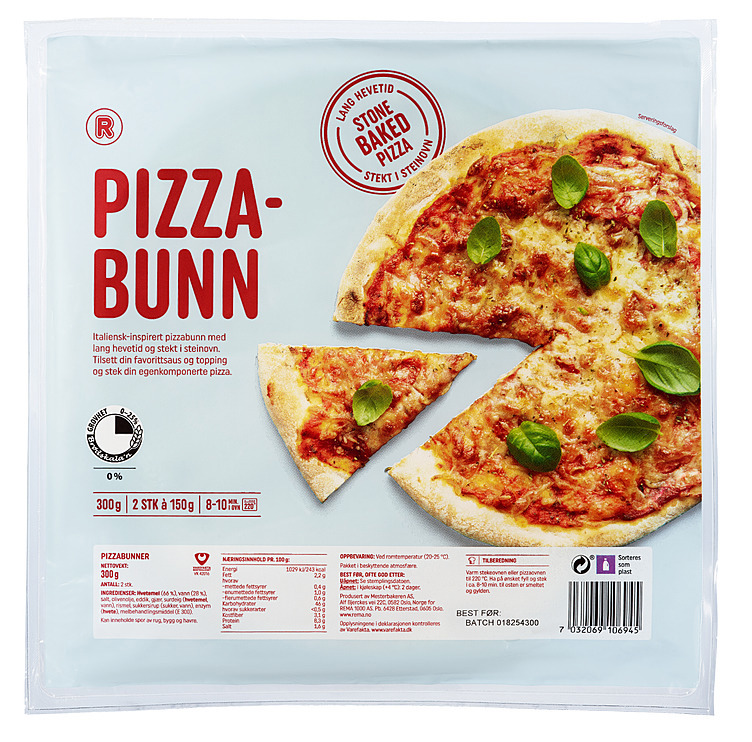 Pizzabunn tynn halvstekt   2x150g