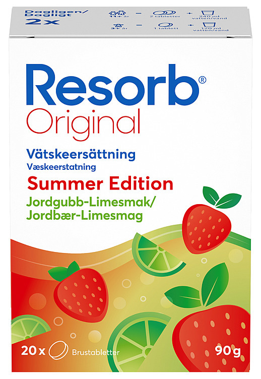 Resorb væskeerstatning jordbær-lime (tab)  90g