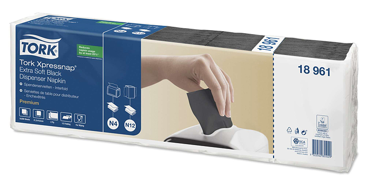 Dispenserserviett xpressnap sort n4   1000stk