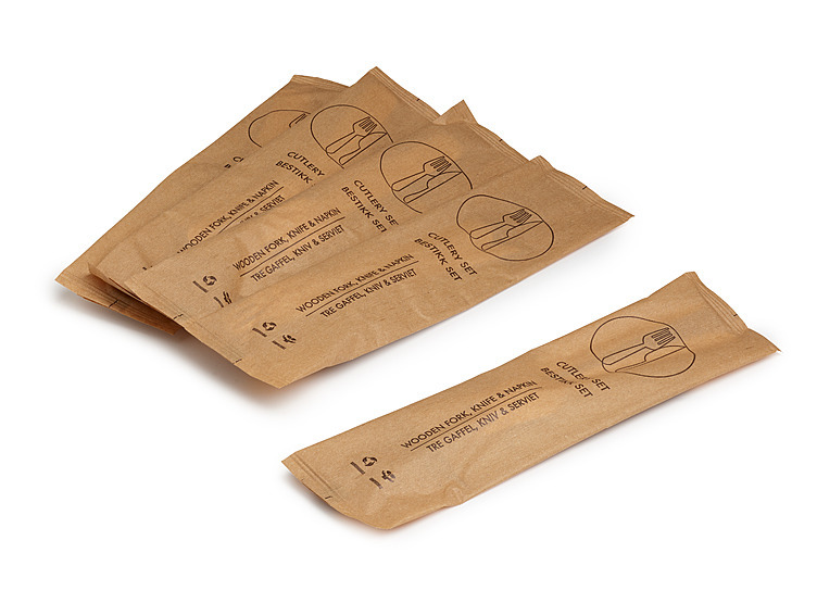 Bestikkpose tre gaffel,kniv,seviett  250stk