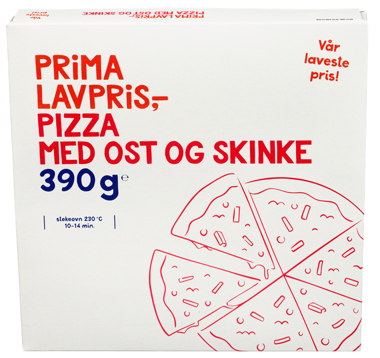 Pizza ost og skinke  390g