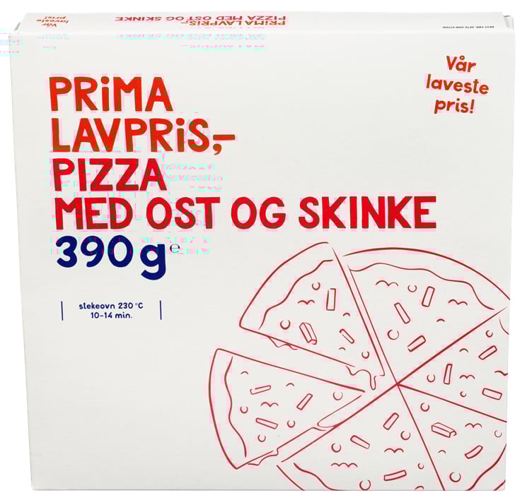 Pizza ost og skinke  390g