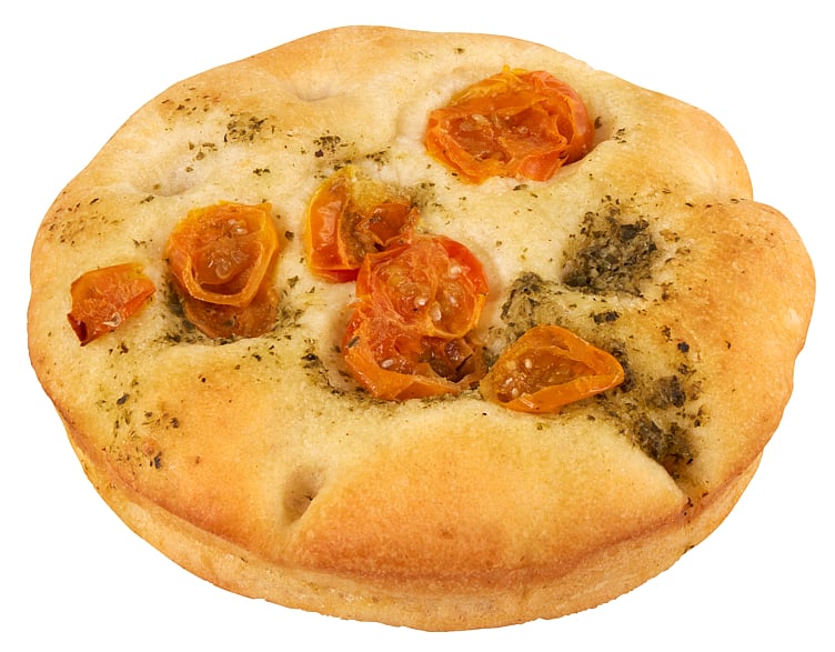 Focaccia roll m/tomat & pesto pre-sliced  48x100g