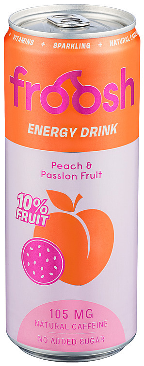 Energidrikk fersken & pasjonsfrukt  24x33cl