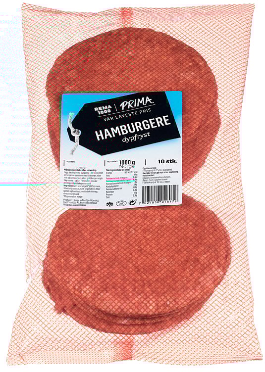 Prima hamburger rå  1kg