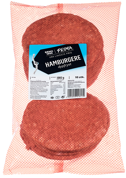 Prima hamburger rå  1kg