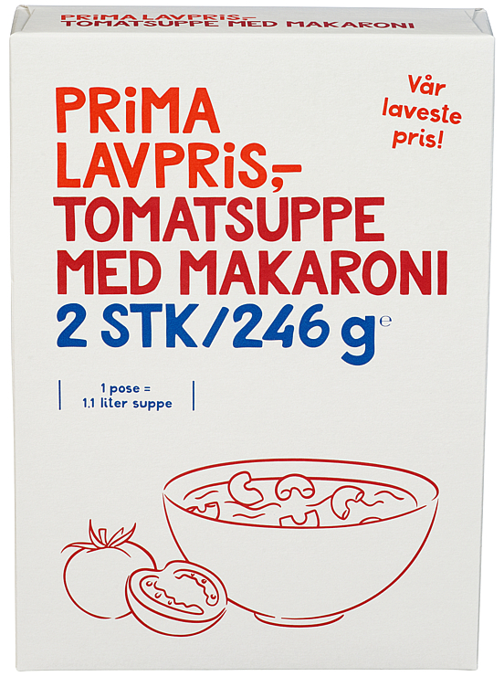 Tomatsuppe m/makaroni  2pk