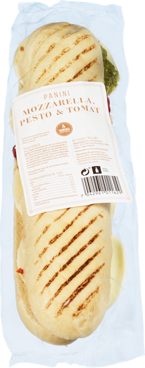 Panini m/ mozzarella, pesto & tomat  185g