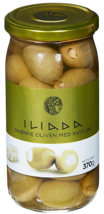 Oliven grønn m/hvitløk   370g