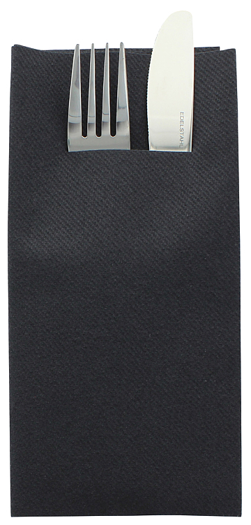 Serviett 40x40cm, sort, airlaid, lomme 1/8 fold 75stk