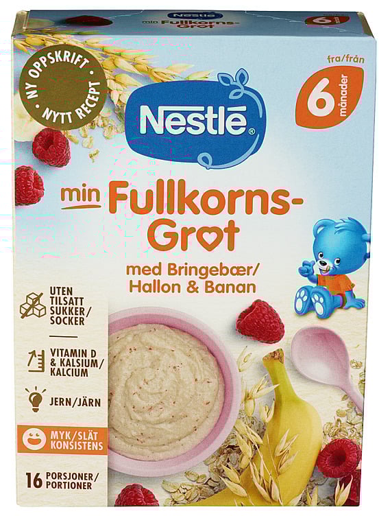Min fullkornsgrøt bringebær banan 6m  410g