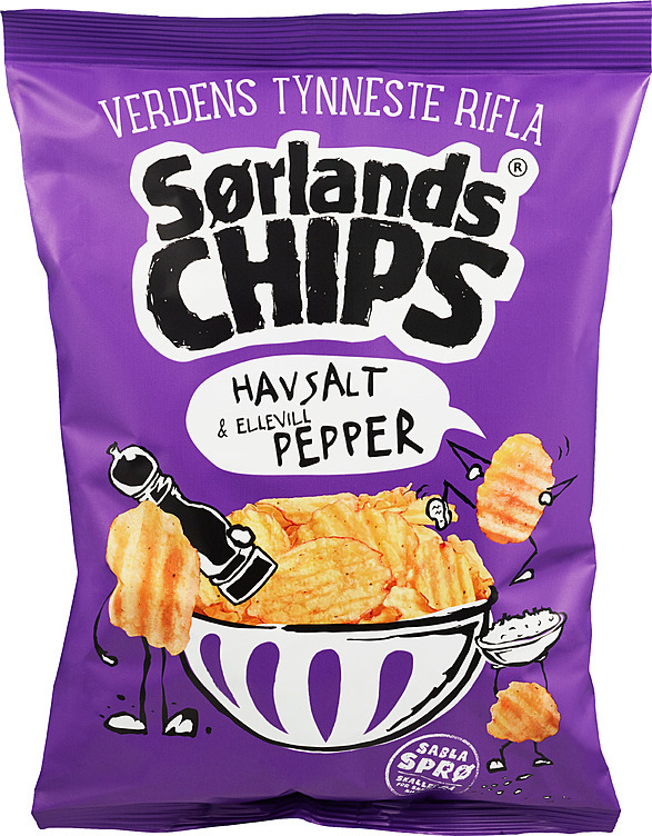 Verdens tynneste rifla m/havsalt & pepper   240g