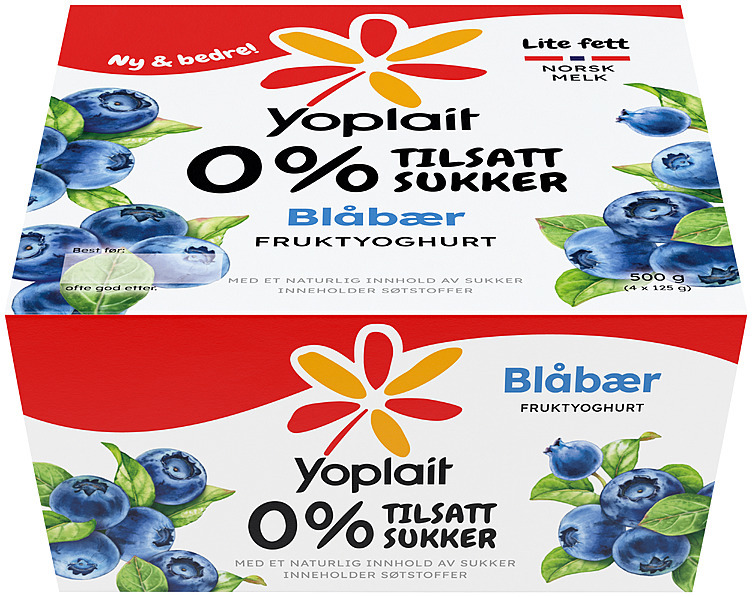 Yoplait blåbær 00%   4x125g